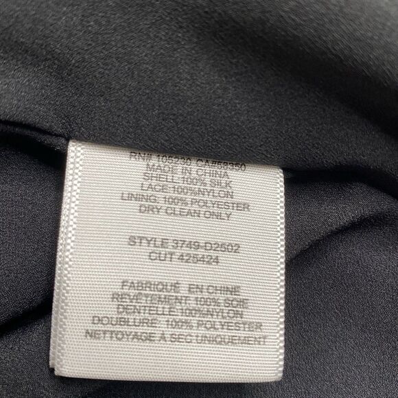 Joie Auggie Dress Silk Floral Lace V Neck Black Blouson Womens Size Medium - Picture 6 of 9